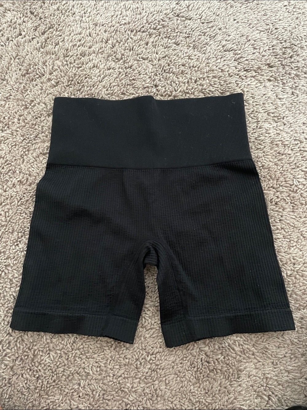 High-Waist Black Ribbed Women’s Shorts